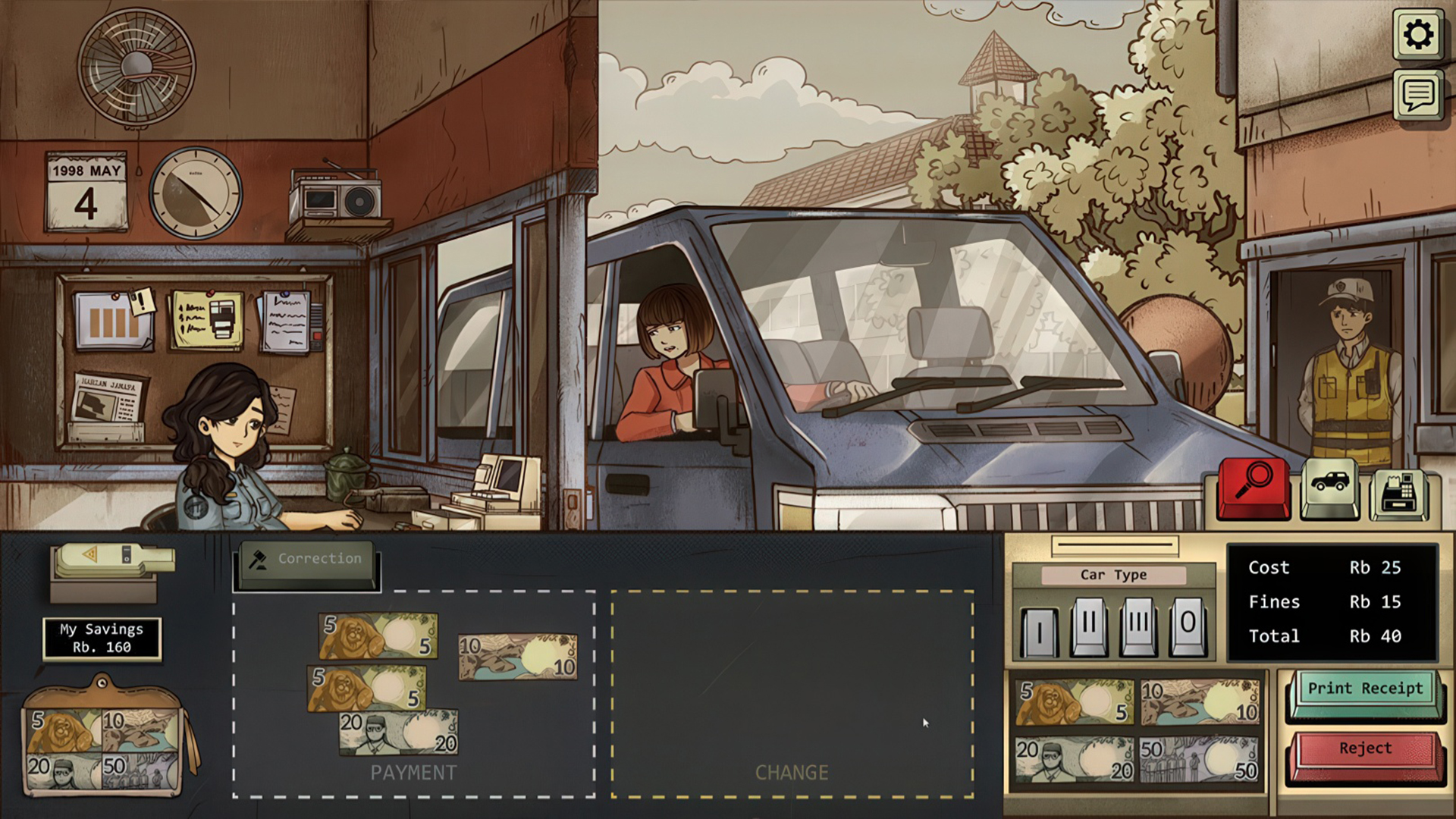 Сканирование денег задумано как дополнительная трудность, но заниматься этим — прикольно.
Источник: видеоигра 1998: The Toll Keeper Story