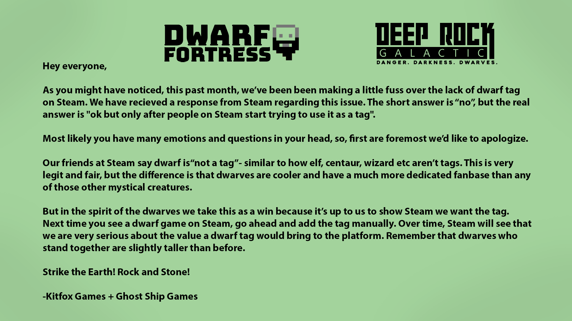 Авторы Dwarf Fortress заставили Steam добавить «гномий» тег - изображение 1 Авторы Dwarf Fortress заставили Steam добавить «гномий» тег - фото 1