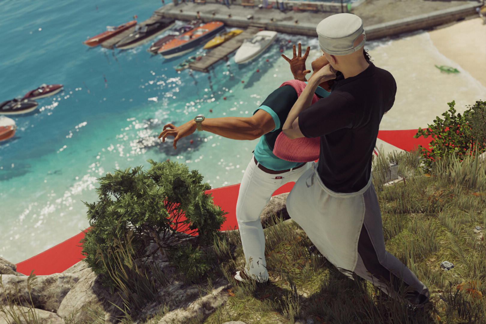 Тот случай, когда отпуск пошёл не по плану.
Источник: видеоигра HITMAN World of Assassination