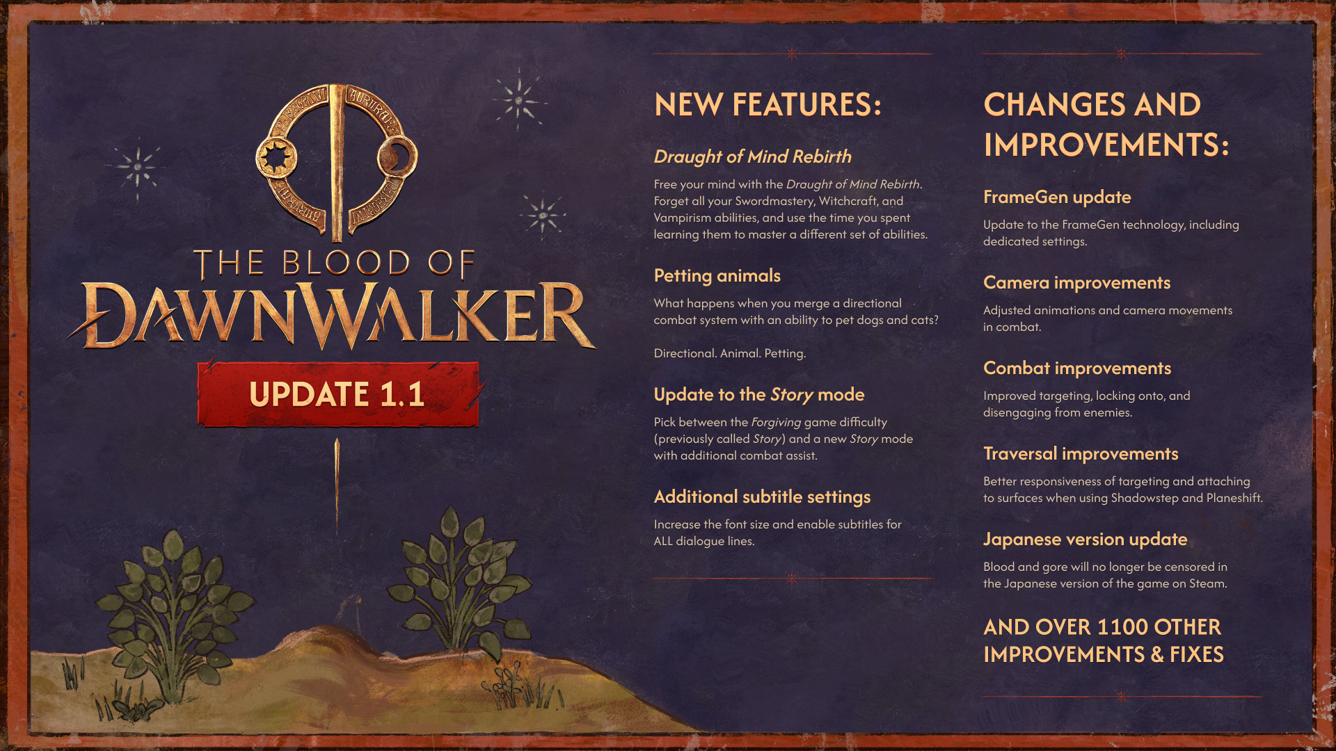 Описание обновления The Blood of Dawnwalker. Источник: [Rebel Wolves](https://x.com/DawnwalkerGame/status/2111081094137496038)