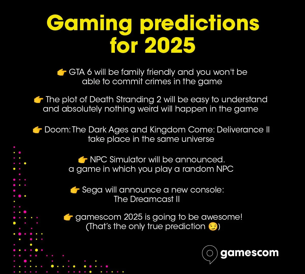 Организаторы gamescom сделали шуточные прогнозы на 2025 год - фото 1