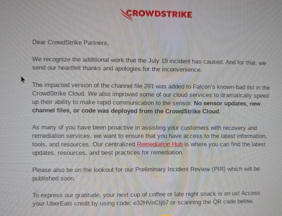 CrowdStrike оценила работу над устранением глобального сбоя в 10 долларов - изображение 1 CrowdStrike оценила работу над устранением глобального сбоя в 10 долларов - фото 1