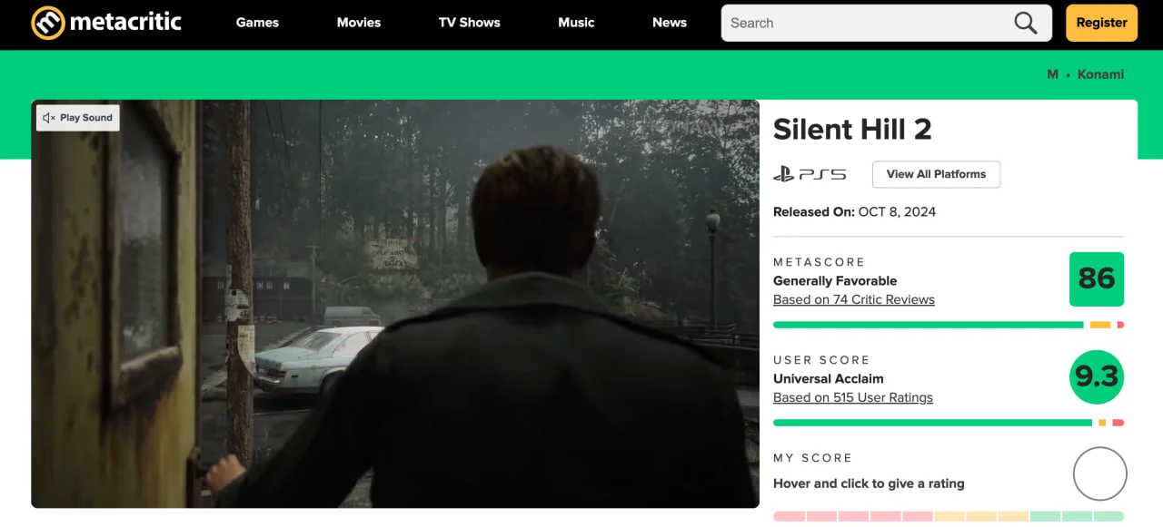 Ремейк Silent Hill 2 получил 9,3 балла на Metacritic от игроков на PS5 - фото 1