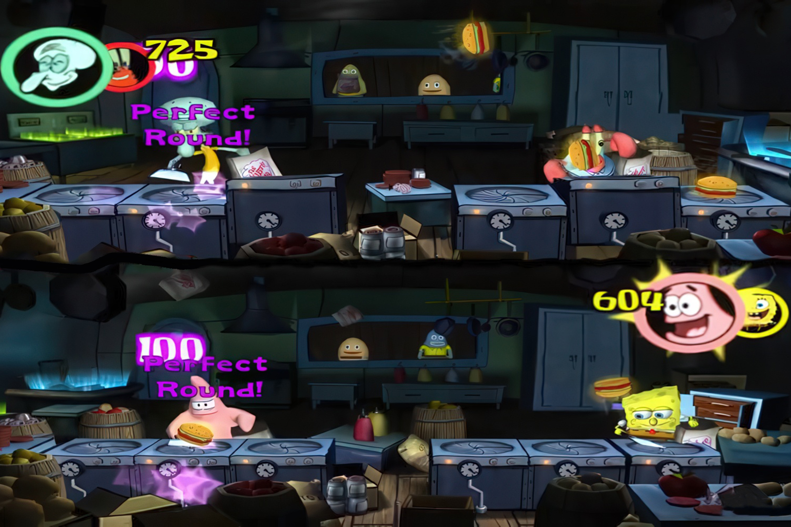 Несмотря на чёткое деление экрана на четыре части, в суматохе было  легко запутаться, что происходит и кем из героев ты вообще управляешь.  Но так даже веселее!

Источник: видеоигра SpongeBob SquarePants: Lights, Camera, Pants!