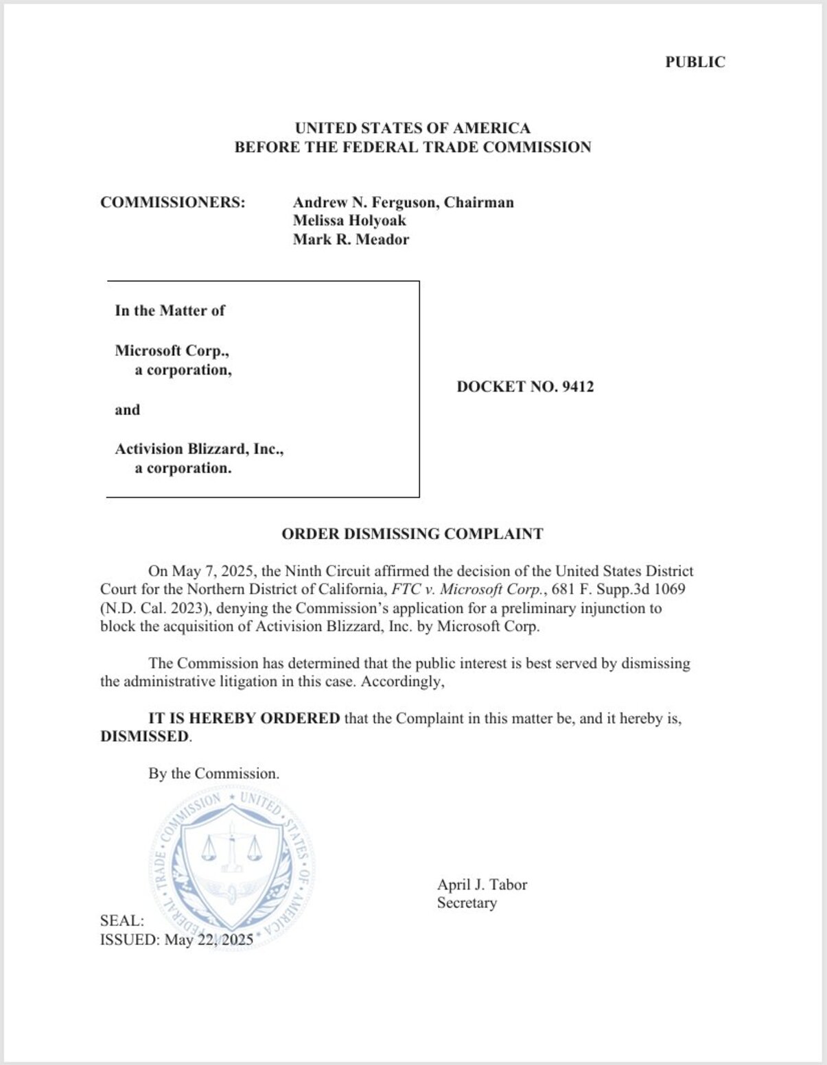 FTC окончательно закрыла дело против сделки Microsoft и Activision Blizzard - изображение 1 FTC окончательно закрыла дело против сделки Microsoft и Activision Blizzard - фото 1