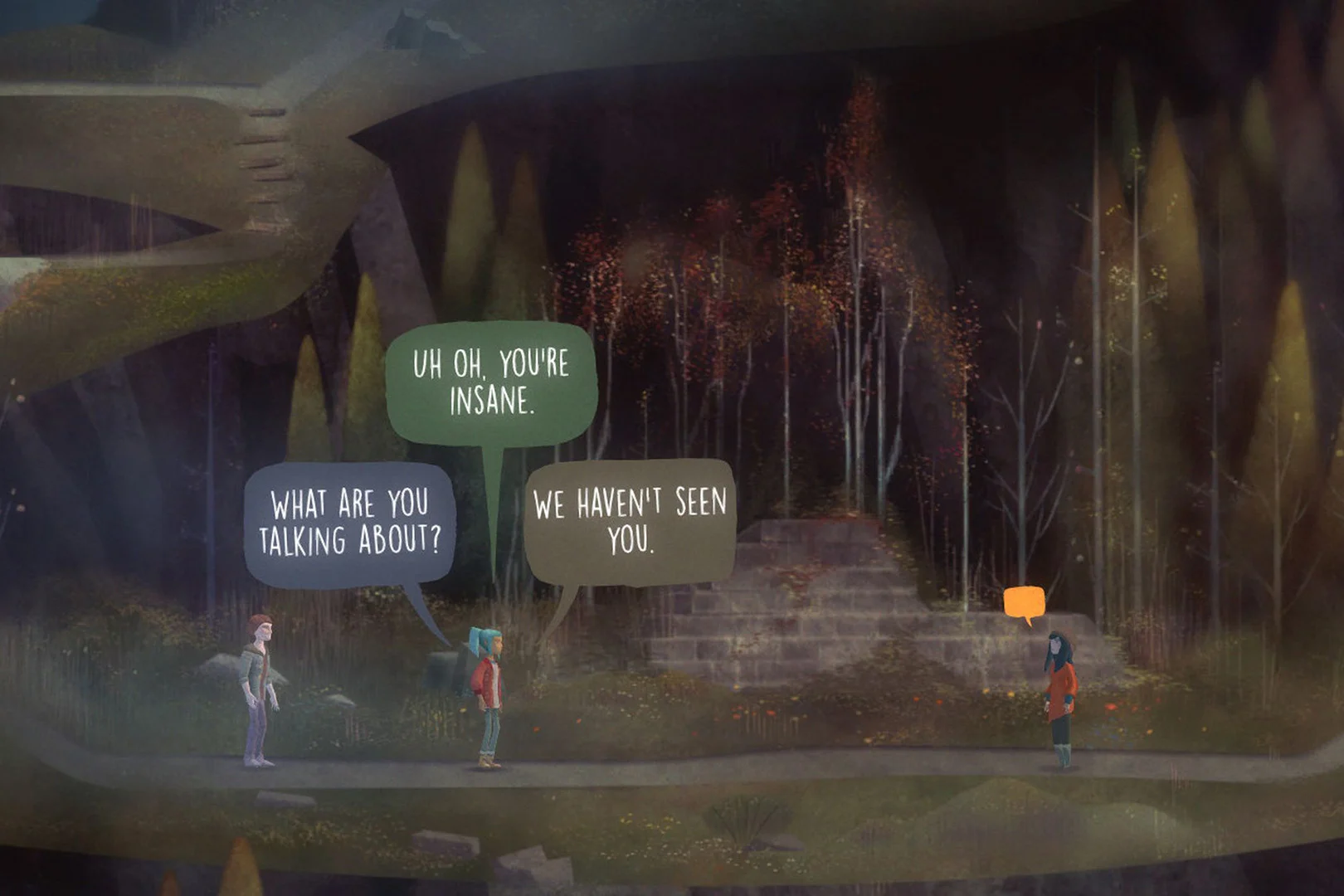 Визуальная стилистика игры — нечто особенное.

Источник: видеоигра Oxenfree