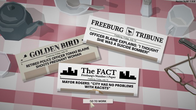 Рабочий день Джека всегда начинается одинаково: утренние газеты, поездка на работу и выбор хорошей песни.

Источник: видеоигра This is the Police