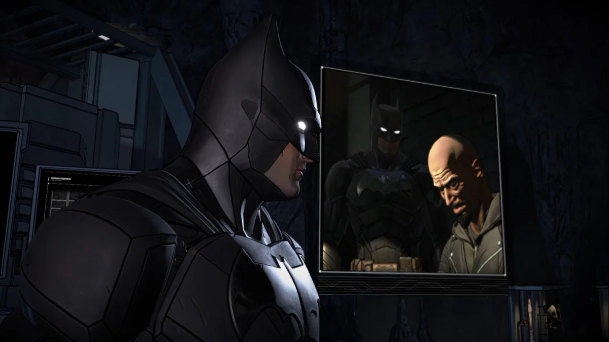 Бэтмен эпизод. Batman the Enemy within продолжение. Batman the Enemy within эпизоды. Бэтмен сцена с мониторами.