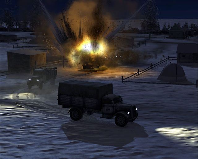 Ночные красоты. Подсвеченная панель приборов, вырывающиеся из патрубков  огоньки пламени, а внизу фары машин освещают поднятые колесами вихри  снега.