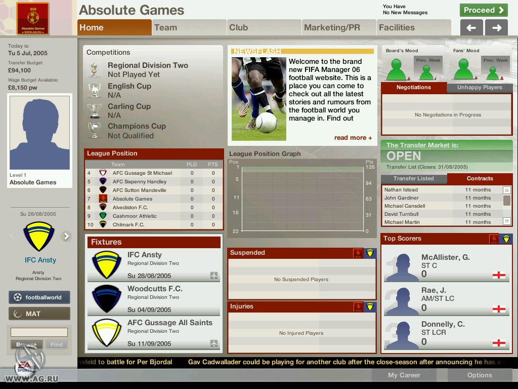 FIFA Manager 06 - Обзоры И Оценки Игры, Даты Выхода DLC, Трейлеры.