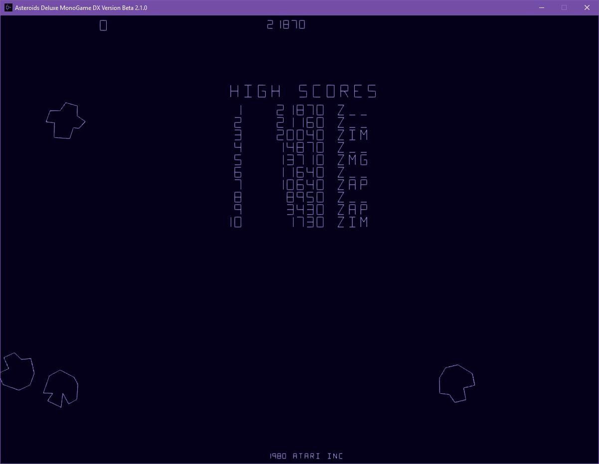 Asteroids Dexluxe in MonoGame (itch) - кадр 1