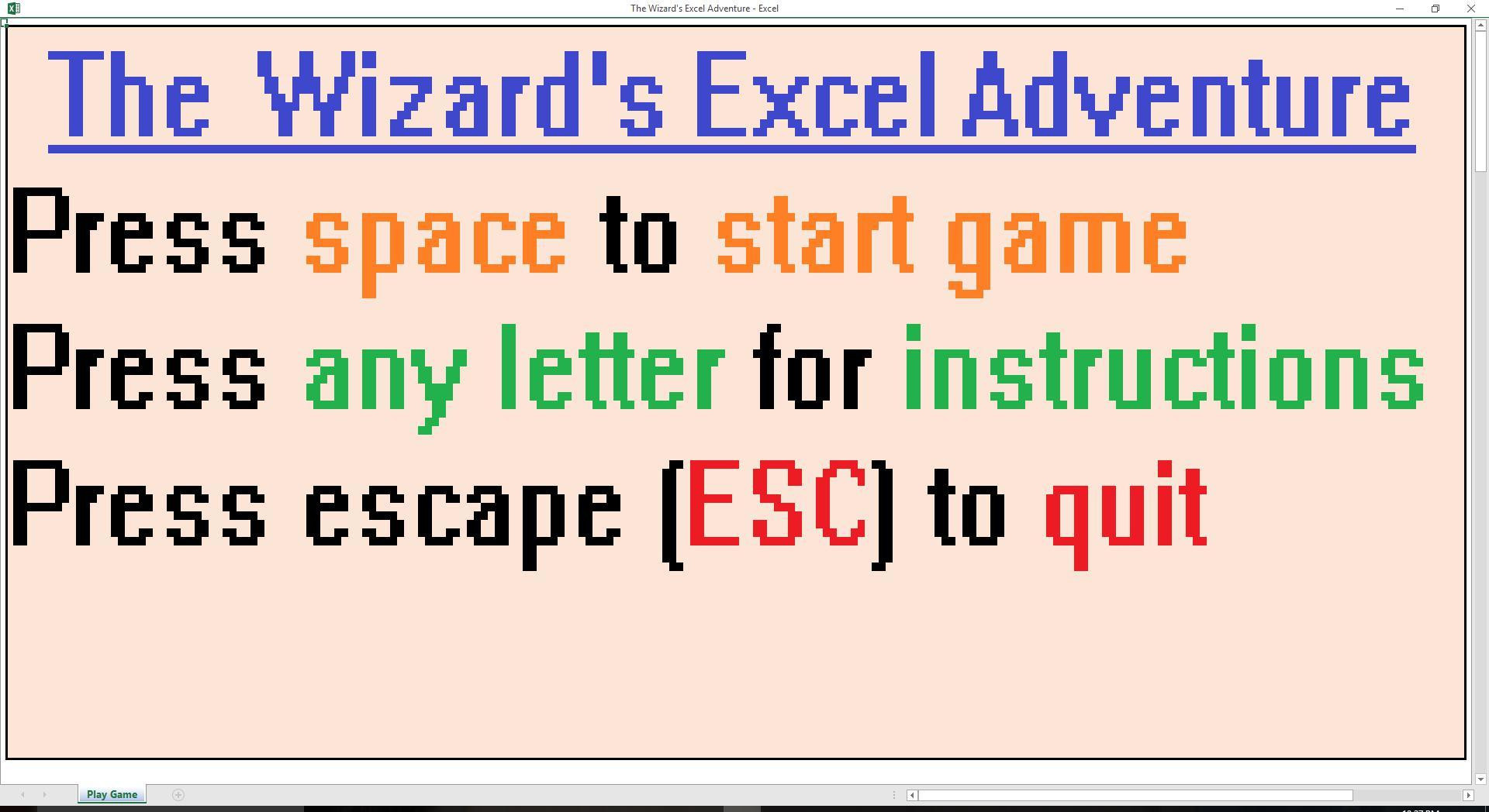 The Wizard's Excel Adventure (itch) - кадр 1