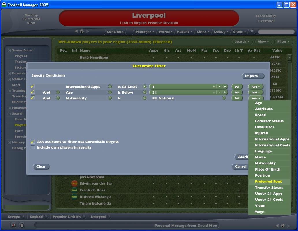 Football Manager 2005 - кадр 4