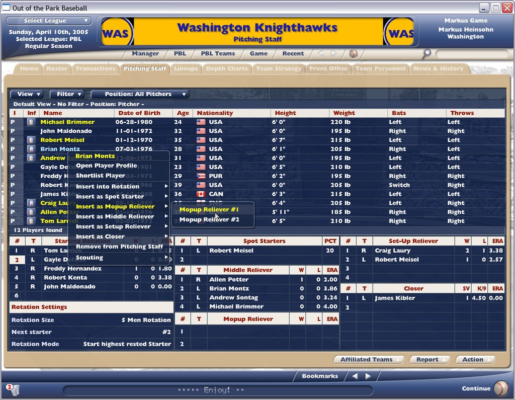 Out of the Park Baseball 2006 - кадр 1