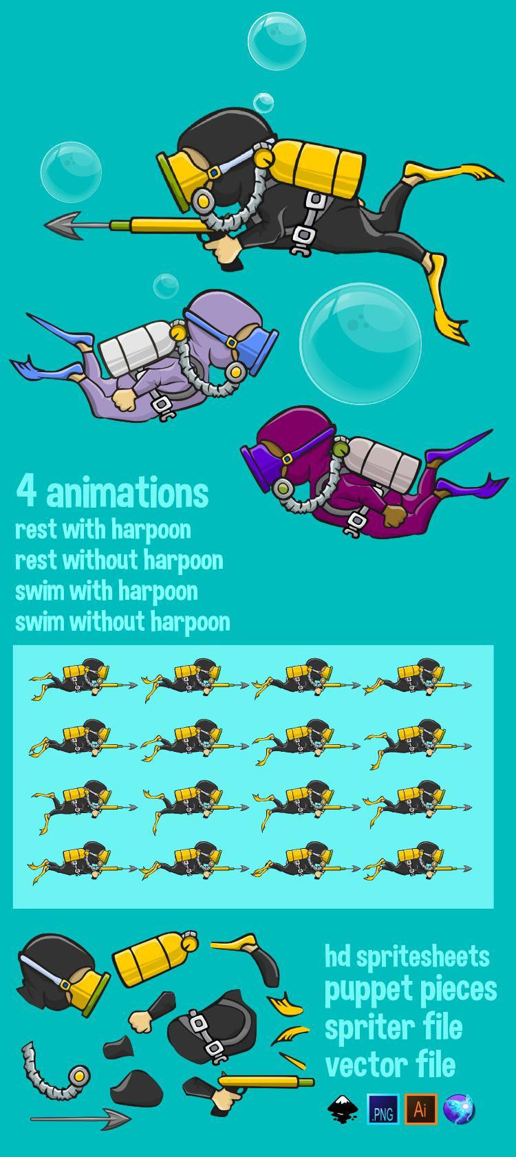 Animated diver (itch) - кадр 1