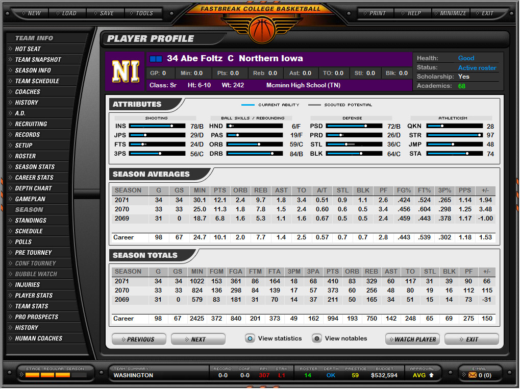 Fast Break College Basketball - кадр 1