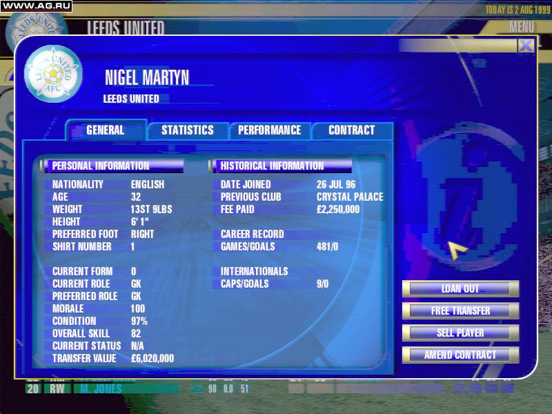 FA Premier League Football Manager 2000 - кадр 1