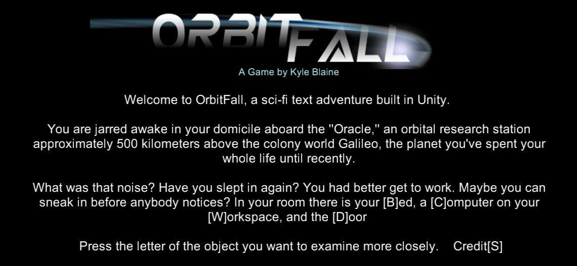 OrbitFall: A Text Adventure (itch) - кадр 1