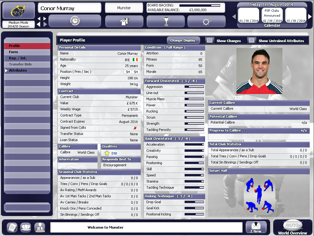 Rugby Union Team Manager 2015 - кадр 4
