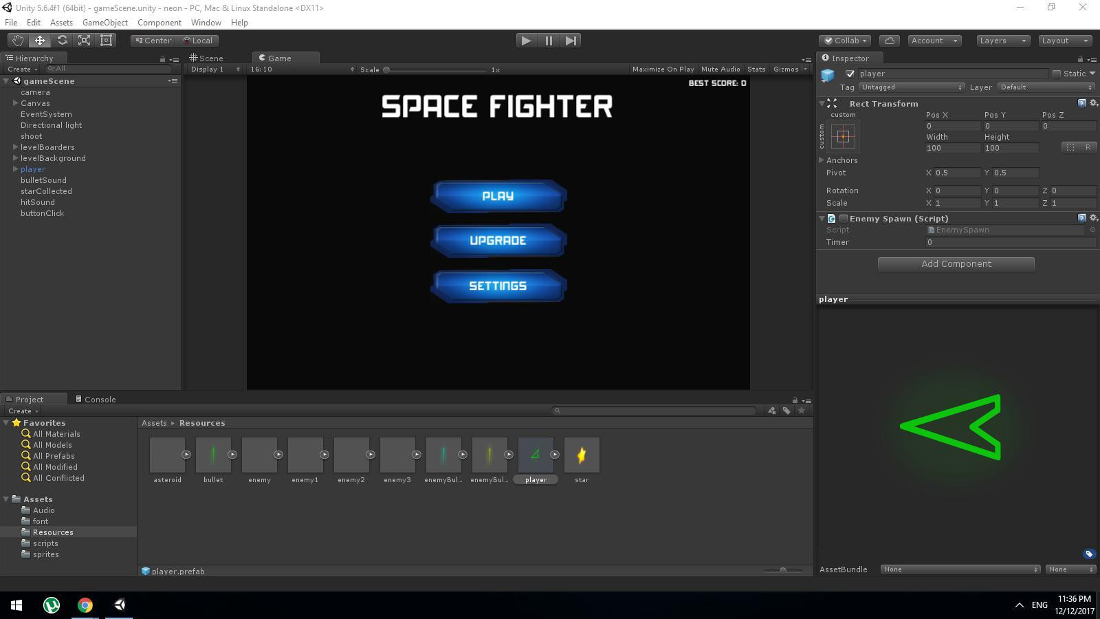 Neon Space Fighter - shooting asteroids and spaceships (itch) - кадр 1