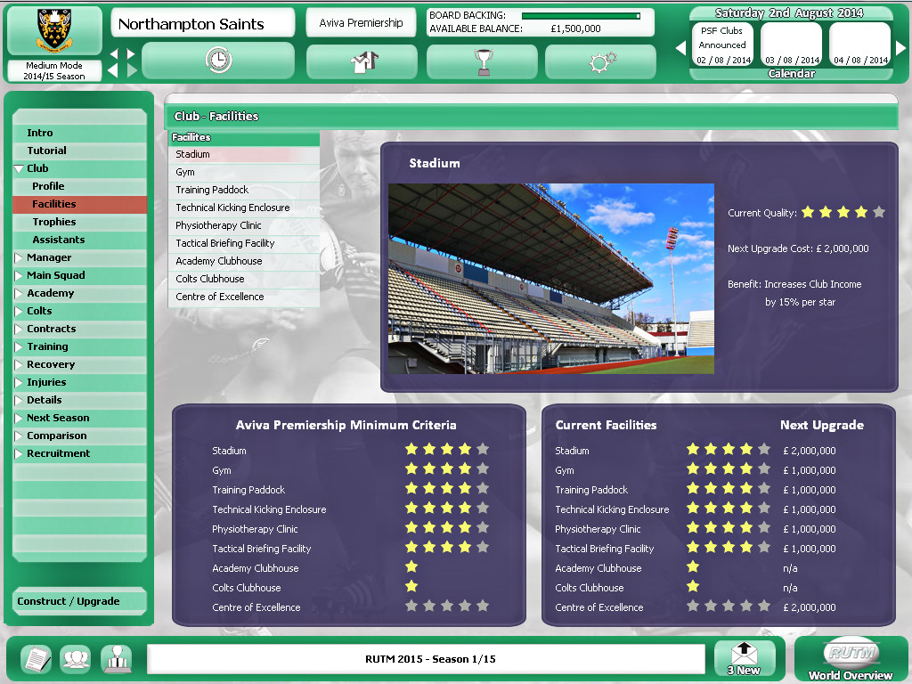 Rugby Union Team Manager 2015 - кадр 5