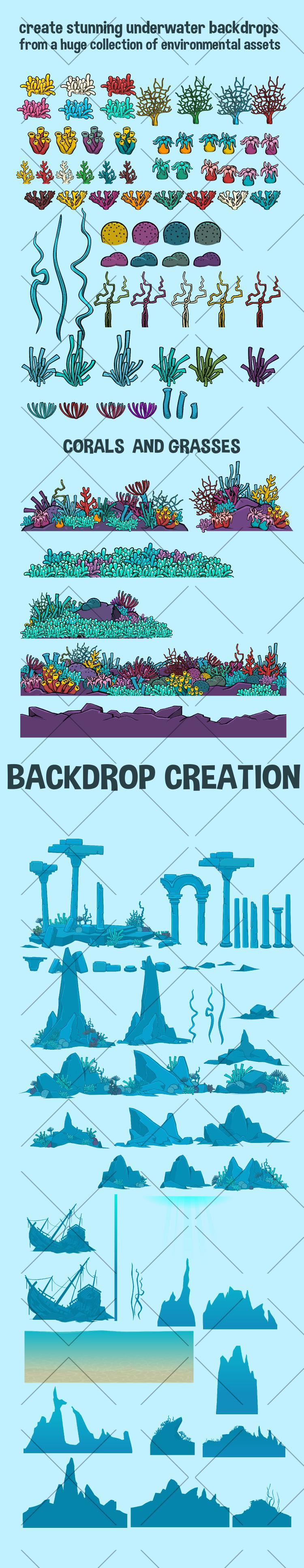 Underwater scene creation pack (itch) - кадр 1