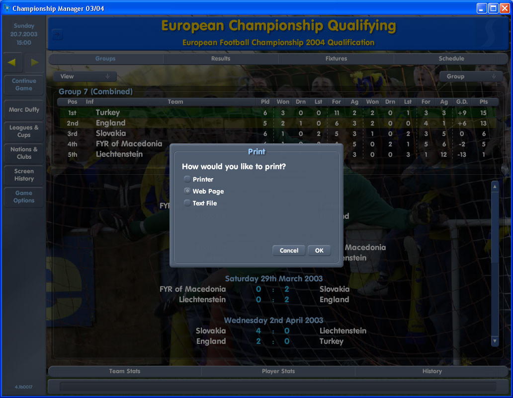 Championship Manager Season 03/04 - кадр 5