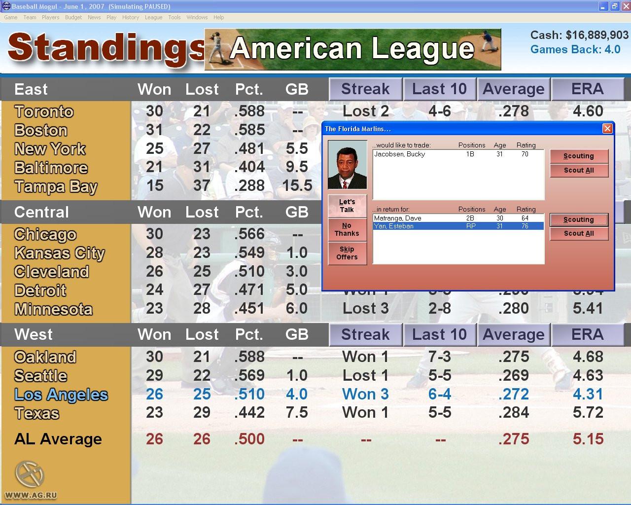 Baseball Mogul 2007 - кадр 7