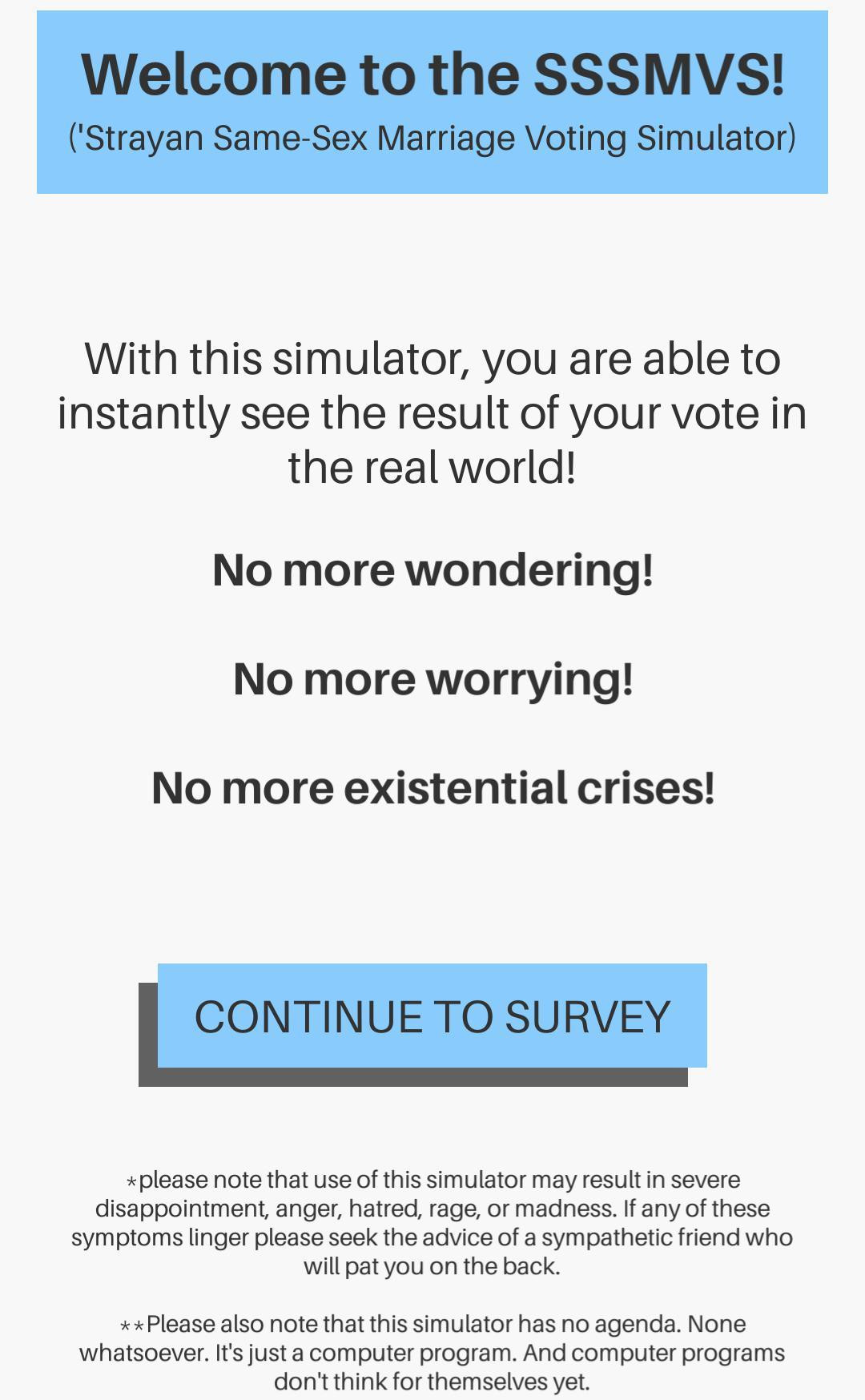 Australian Same Sex Marriage Voting Simulator (itch) - кадр 1