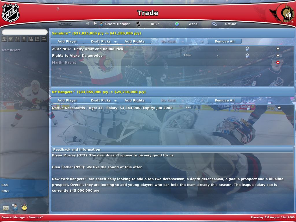 NHL Eastside Hockey Manager 2007 - кадр 5