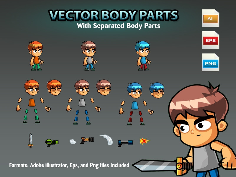 Boy Warriros 2D Game Character Sprites (itch) - кадр 1