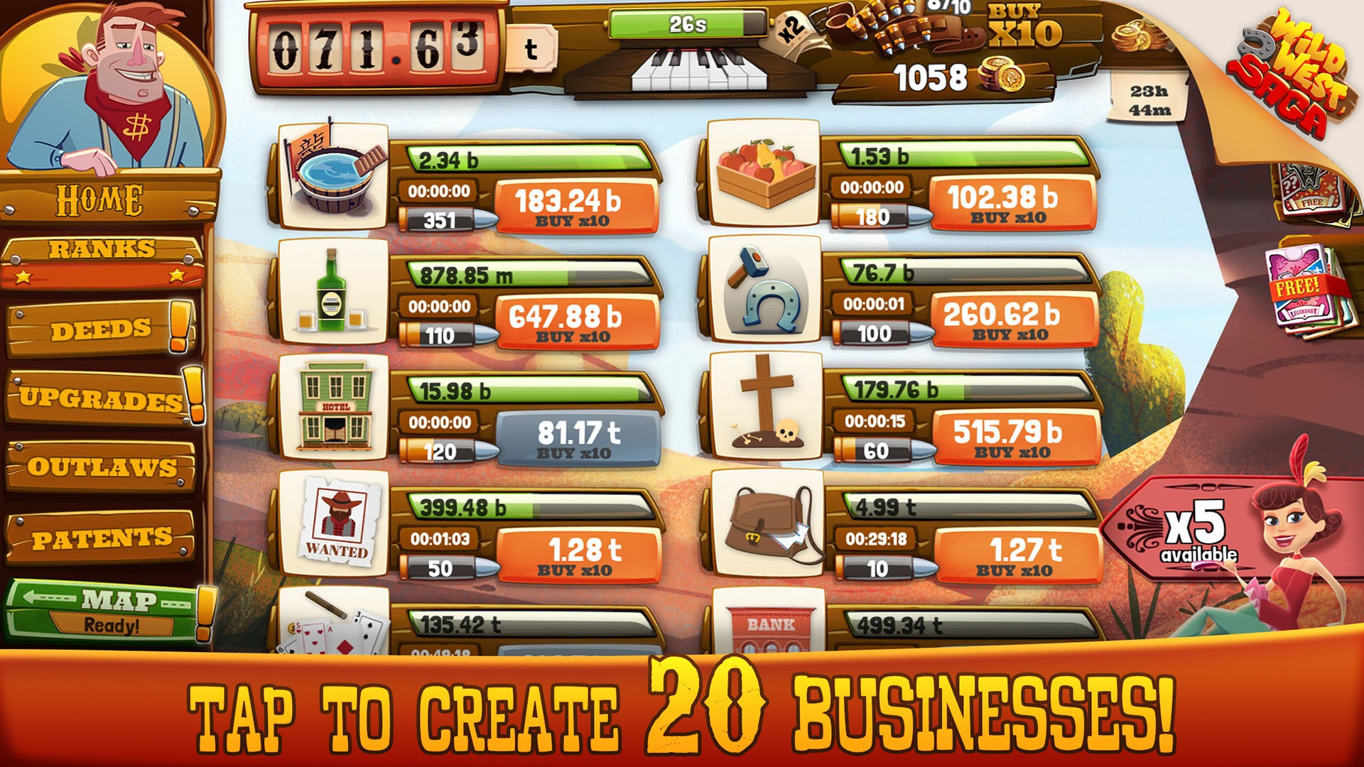 Wild West Saga: Idle Tycoon - кадр 1