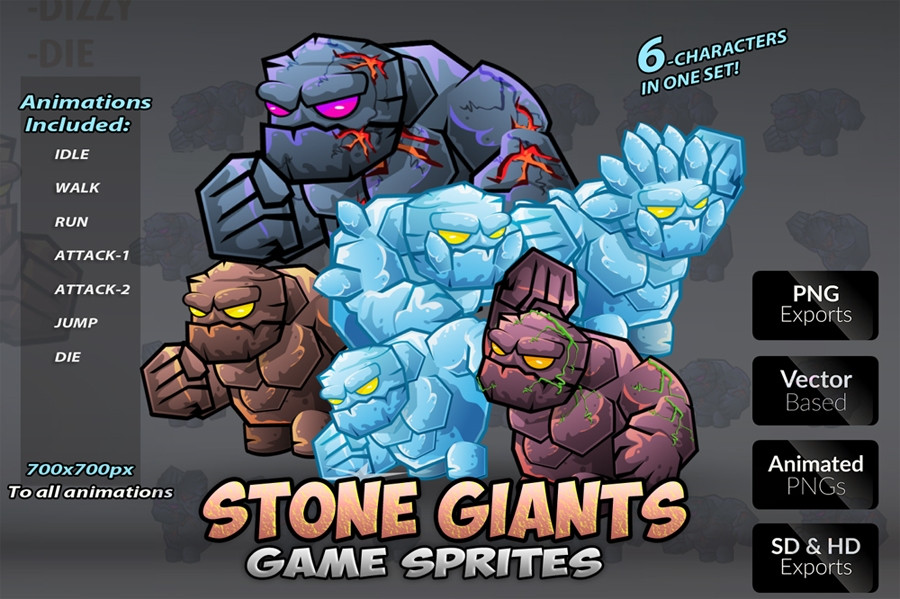 Stone Giants Game Sprites (itch) - кадр 2
