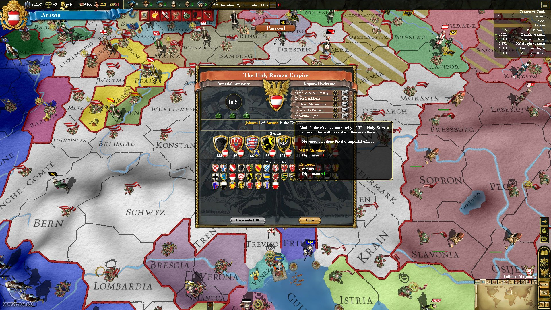 Europa Universalis 3: Heir to the Throne - кадр 4