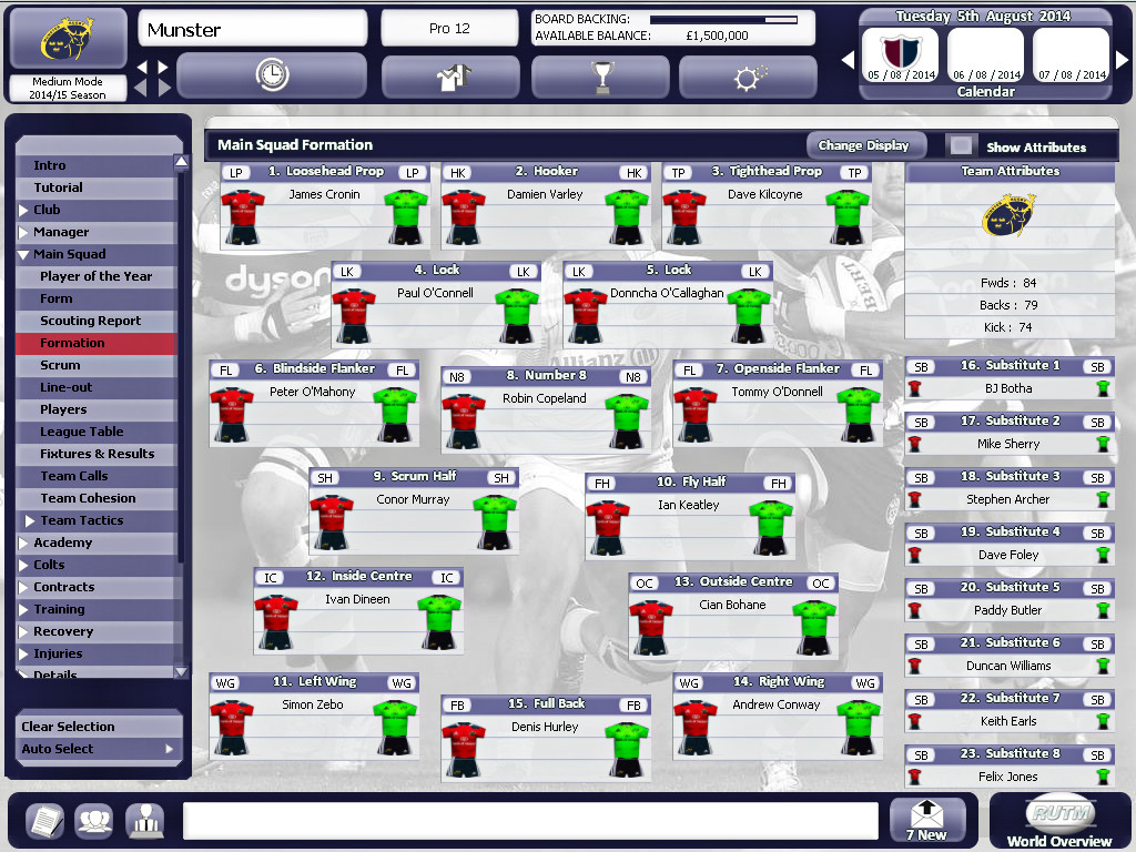 Rugby Union Team Manager 2015 - кадр 10
