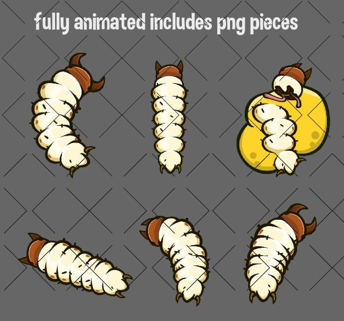 Animated insect larva game sprite (itch) - кадр 2