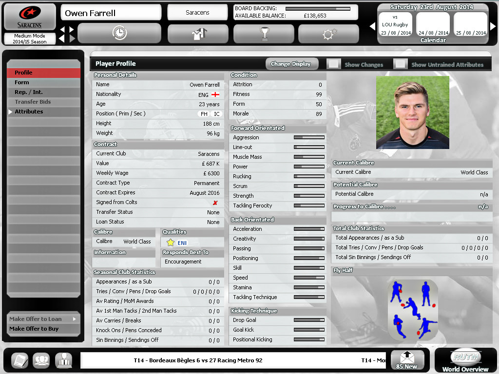 Rugby Union Team Manager 2015 - кадр 12