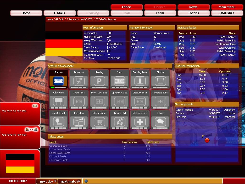 FIBA Basketball Manager 2008 - кадр 4