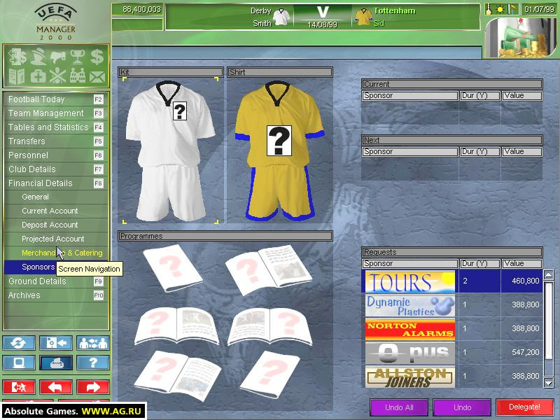 UEFA Manager 2000 - кадр 3