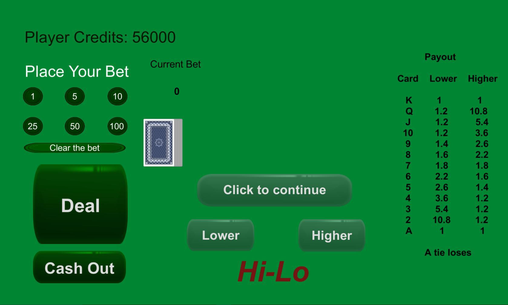 Hi-Lo/Red Dog Poker (itch) - кадр 3
