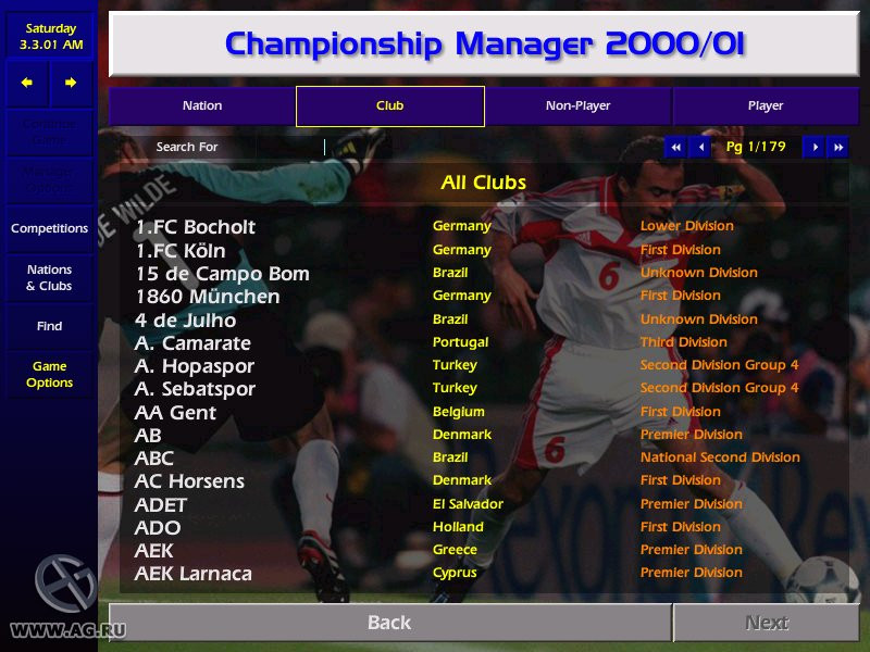 Championship Manager Season 00/01 - кадр 12