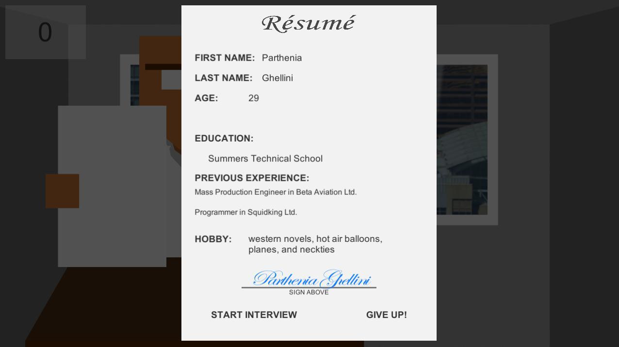 Resume: A Job Interview Simulator (itch) - кадр 1