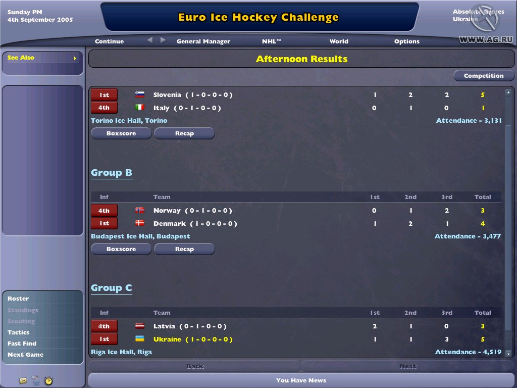 NHL Eastside Hockey Manager 2005 - кадр 15
