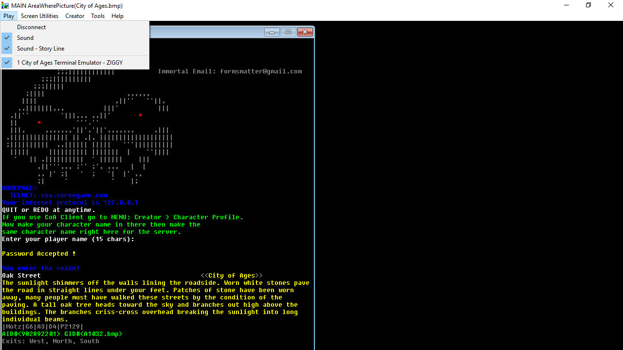 City of Ages: Picture Supportive Text MUD (server and client included) - кадр 4