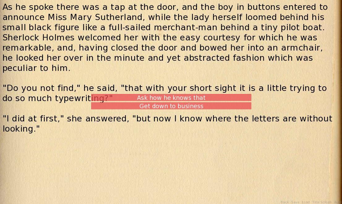 The Adventures of Sherlock Holmes (itch) - кадр 1