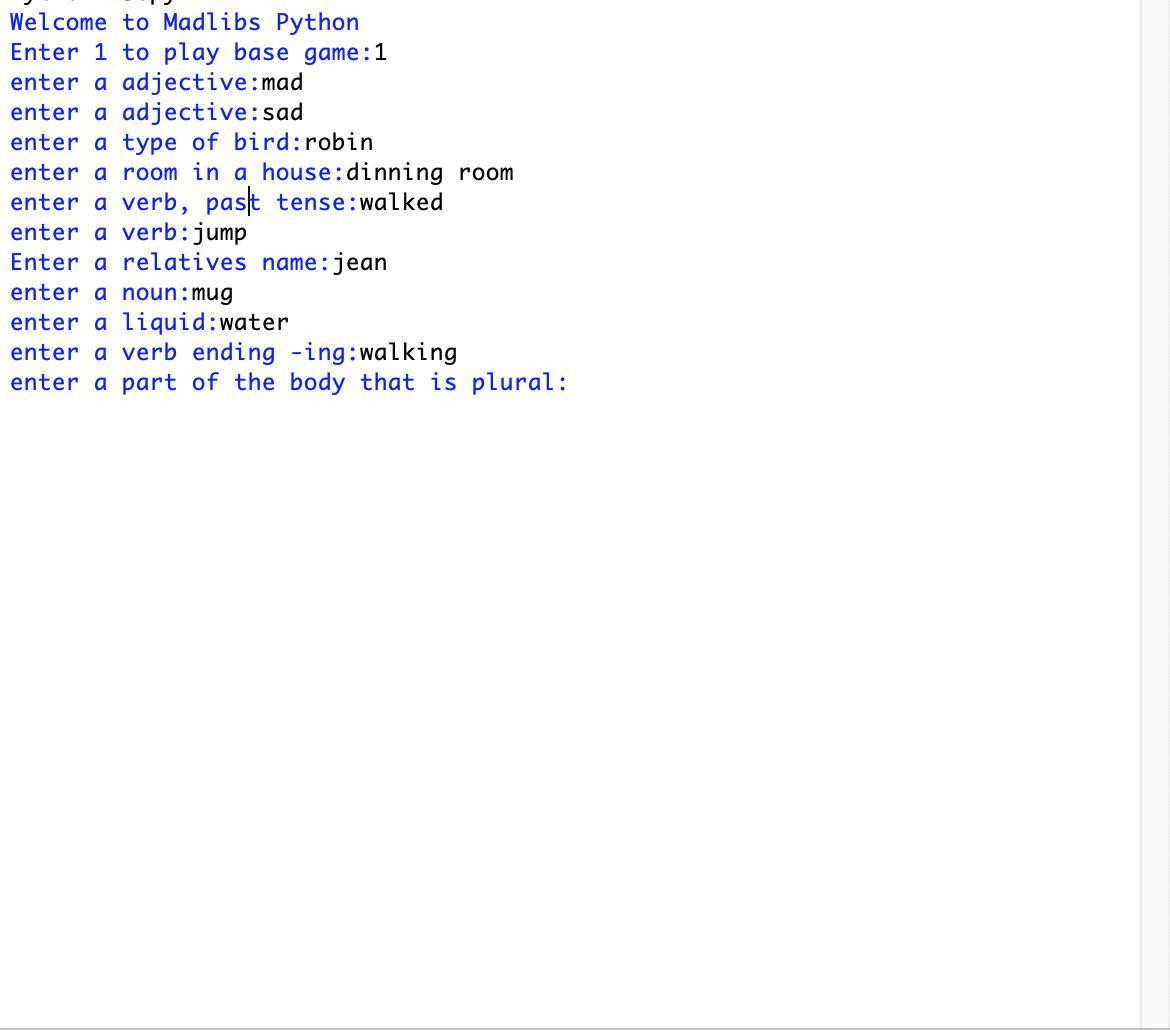MadLibs Python (itch) - кадр 1