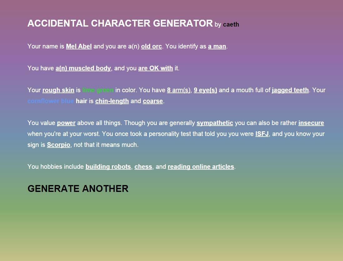 Accidental Character Generator (itch) - кадр 1