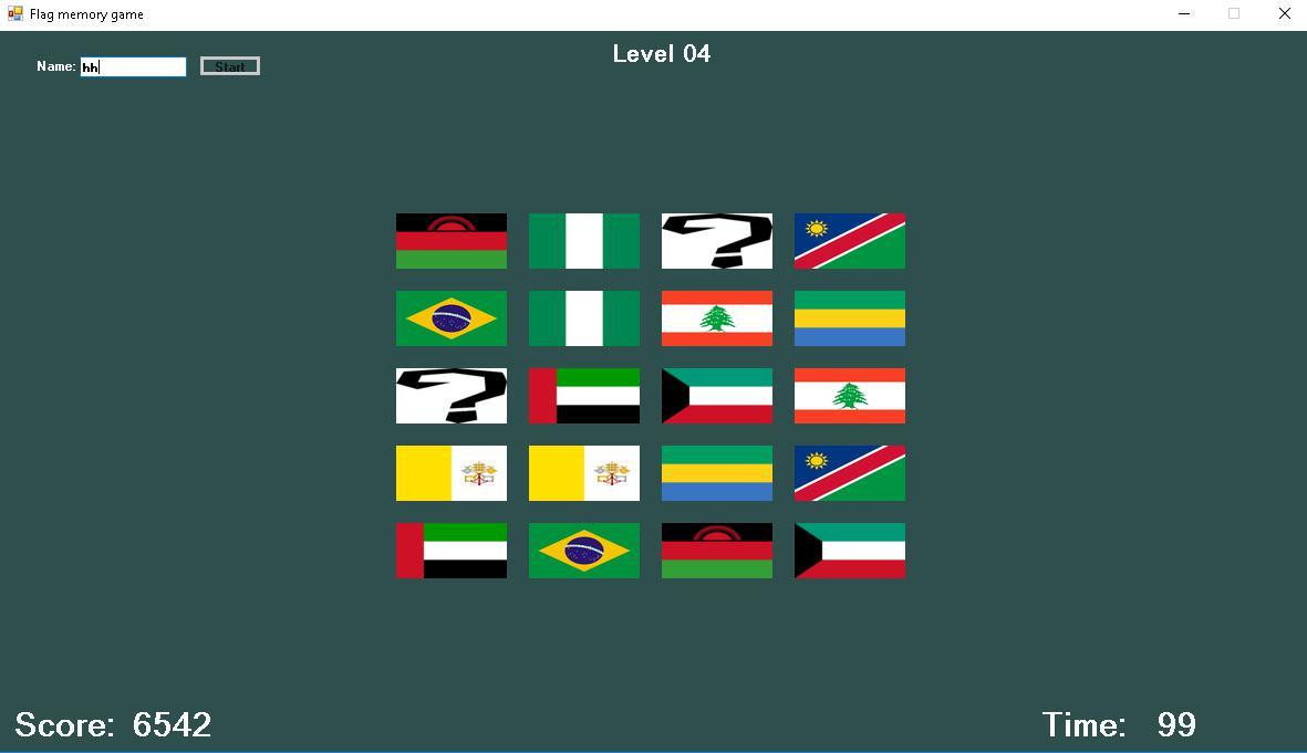 Memory game of flags of countries (itch) - кадр 1