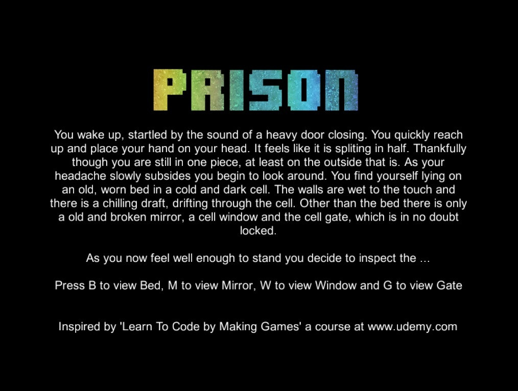 Prison Escape - A Text Adventure (itch) - кадр 1