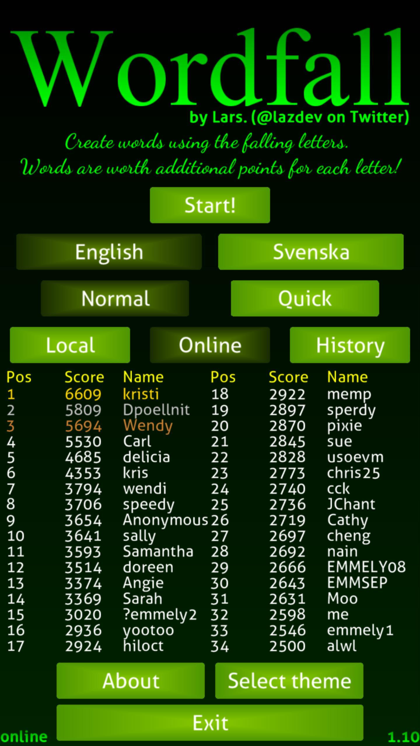 Wordfall (itch) - кадр 7